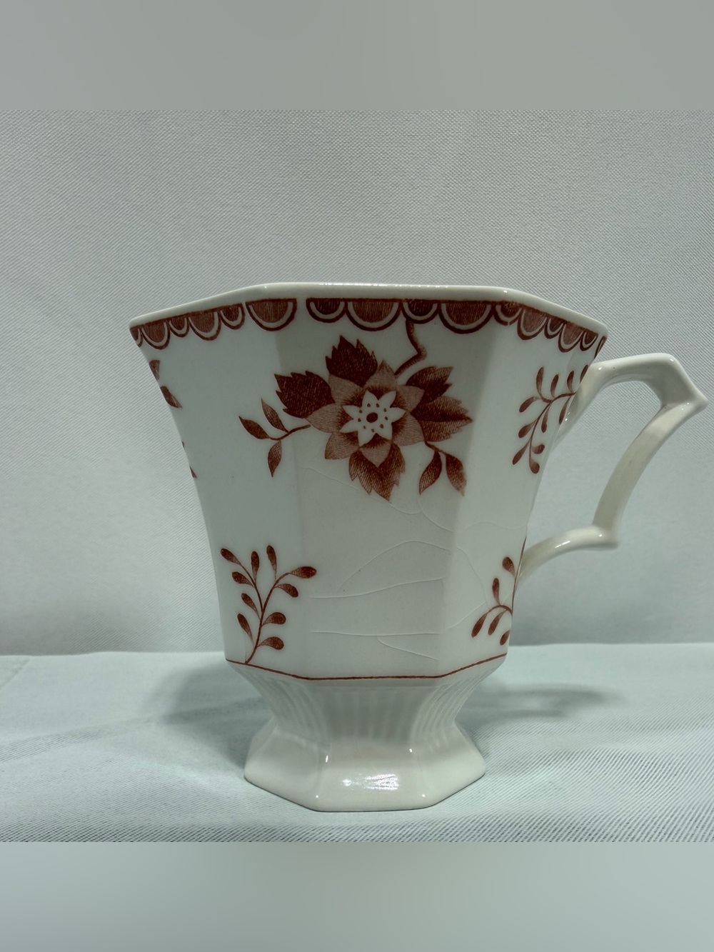 Vintage Independence Ironstone Cup Octagon Footed Interface Japan Red Floral